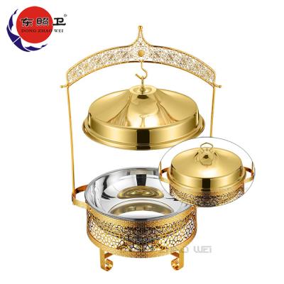 China Eco-friendly Hotel Chafing Dish With Lid Holder Food Warmer DES Cover 9L Clover Gold Four-Leaved Chafing Dish for sale