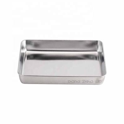 China OEM Rectangle Stainless Steel Metal 201 Fast Food Pan Serving Tray Towel Plate Sustainable Custom Stainless Steel Tray for sale