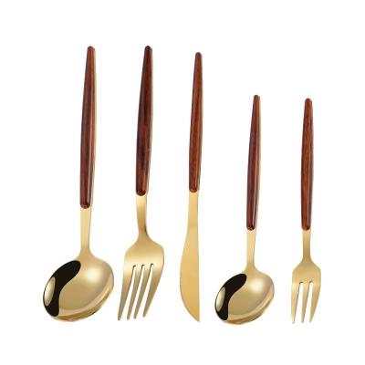 China Home& Hotel& Restaurant Luxury Wholesale Four-piece Stainless Steel With Wooden Handle for sale