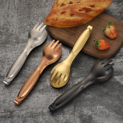 China Hotel OEM CLASSIC Metal Tongs 8 Inch Bread Clip 304 Stainless Steel Rose Gold Food Clip for sale