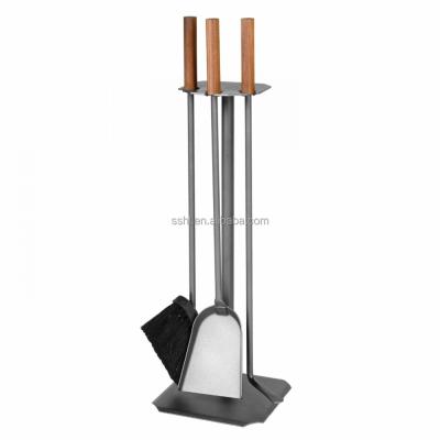 China Fireplace Steel Tool Kit with Gray Wood Handle/Chimney Accessories/Companion Set for sale