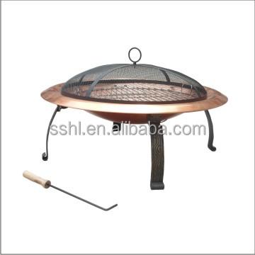 China Outdoor Chimney Fire Pit Legs And Stocked Copper BBQ Grill for sale