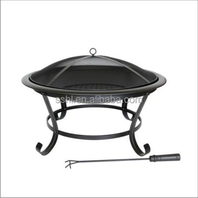 China Stocked Bot Selling Outdoor Wood Burning Fire Pit With Mesh Lid And Fire Poker for sale