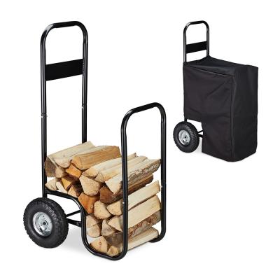 China Modern Heavy Duty Log Firewood Cart For Farm Landers Wooden Log With Big Wheels Rolling Carrier Log Wood Engine for sale