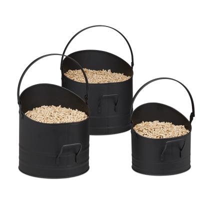 China Viable Solid Fuel Round Bucket With Handle Coal Trough Mini Coal Bucket Black Fireplace Accessories for sale