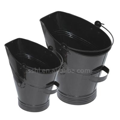 China Collect Ash Waterloo Bucket /Fireplace Coal Bucket Metal Ash Bucket Black for sale