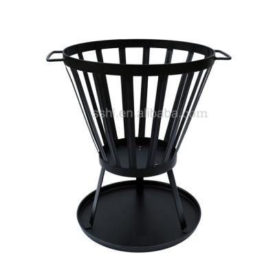 China Metal Garden Fire Bowl Heater Fire Pit Stocked Outdoor Fire Basket With Handle for sale