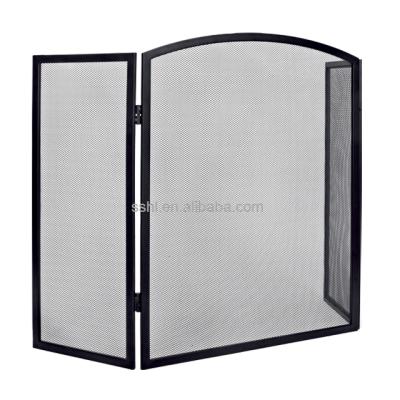 China Home Fireplace 3 Fold All Indoor Fire Screen Fireplace Accessories Black Fireplace for sale