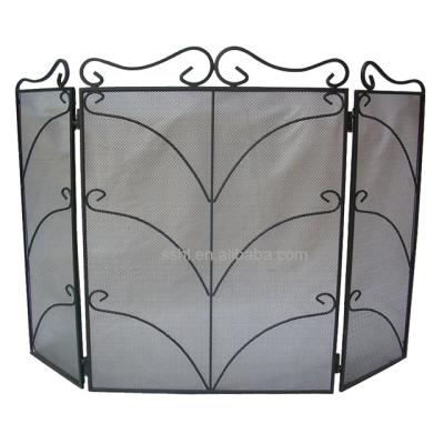 China Home Decoration Metal Fireplace Accessories 3 Panel Fire Screen For Indoor Flame Prevention for sale