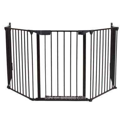 China Fireplace Fire Screen/5 Panel Nursery Guard Black /Metal Fireplace Indoor Home Door Guard for sale