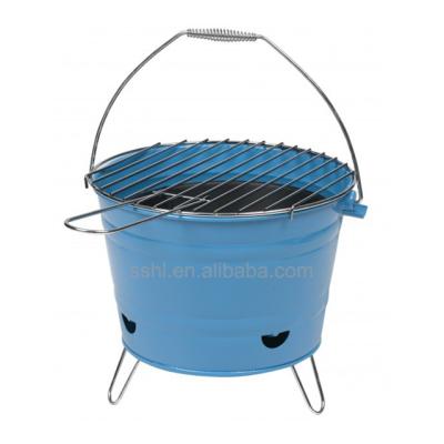 China Outdoor Camping 10.5 Inch Mini Potable Folding Legs Barbecue Charcoal Bucket Grill With Tray for sale