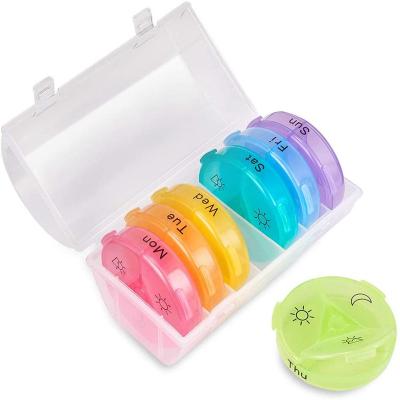 China Newest Hot Selling Three Times A Day Pill Organizer Colorful 7 Day Pill Packing Box For Outdoor Daily Use for sale