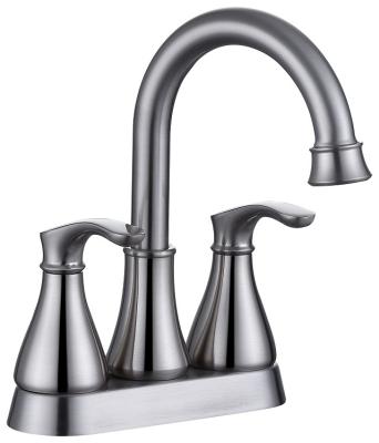 China Sink Faucet 2-Handle 4-Inch Brushed Nickel Bathroom Faucet, Bathroom Vanity Sink Faucets With Auto Drain And Supply Hoses for sale