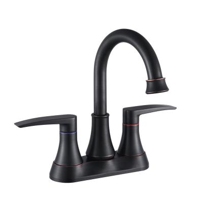 China Sink Faucet Bathroom Faucet, Bathroom Vanity Sink Faucets With Auto Drain And Supply Pipes Oil Rubbed Bronze 2 Handle 4 Inch Black 2 Holes for sale