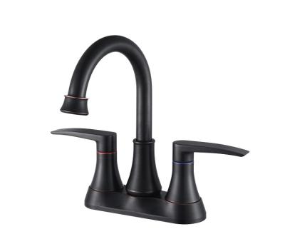 China Sink Faucet Bathroom Faucet, Bathroom Vanity Sink Faucets With Auto Drain And Supply Pipes Oil Rubbed Bronze 2 Handle 4 Inch Black 2 Holes for sale