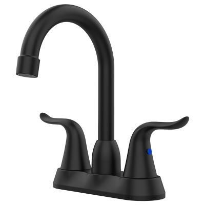 China 2-Handle 4-Inch Matte Black Bathroom Faucet, Bathroom Vanity Sink Faucets With Auto Drain And Supply Hoses for sale