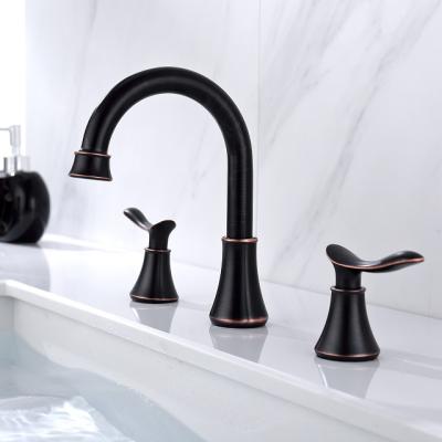 China Sink Faucet Bathroom Faucet, Bathroom Vanity Sink Faucets With Auto Drain And Supply Hoses Oil Spill Rubbed Bronze Handles Two 8 Inches for sale