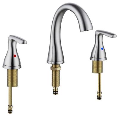 China 8 Inch Brushed Nickel Sink Faucet Two Handles Widespread Bathroom Faucet , Bathroom Vanity Sink Faucets With Auto Drain And Supply Pipes for sale