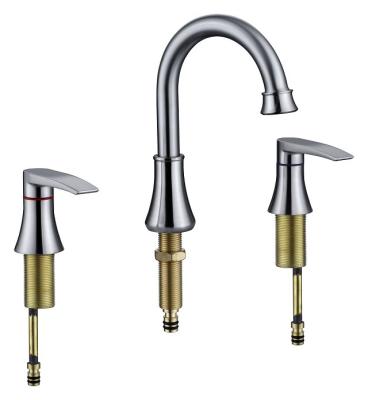 China 8 Inch Brushed Nickel Sink Faucet Two Handles Widespread Bathroom Faucet , Bathroom Vanity Sink Faucets With Auto Drain And Supply Pipes for sale