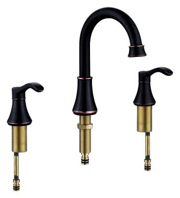 China 8 Inch Sink Faucet Two Handles Oil Spill Rubbed Bronze Bathroom Faucet, Bathroom Vanity Sink Faucets With Auto Drain And Supply Pipes for sale