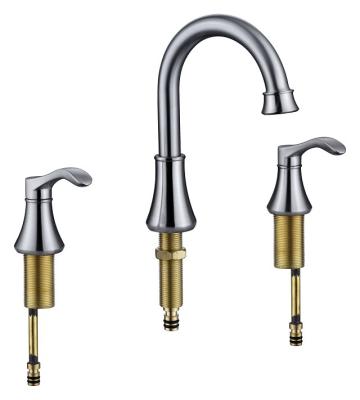 China 8 Inch Brushed Nickel Sink Faucet Two Handles Widespread Bathroom Faucet , Bathroom Vanity Sink Faucets With Auto Drain And Supply Pipes for sale