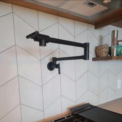 China Wall-Mounted for Pull Down Kitchen Faucet Pot Filler Faucet Wall Mount Kitchen Faucet Commercial Folding with Joint Double Swing Arm Kitchen Sink Faucet for sale