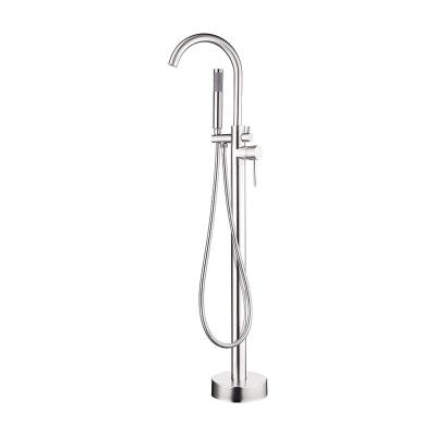 China With Freestanding Bathroom Faucets Floor Mount Tub Faucet Slide Bar Single Handle Brass Tub With Hand Shower High Flow Rate Max 6 GPM for sale