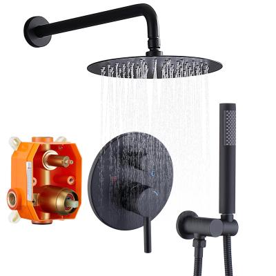 China Contemporary Matte Black Finish Wall Mounted Shower Faucet Combo Set with 10