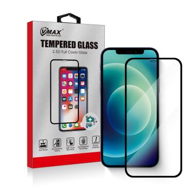 China Mobile phone for iphone 12 pro max full coverage 2.5d full coverage silk printing tempered glass screen fingerprint proof protector for sale