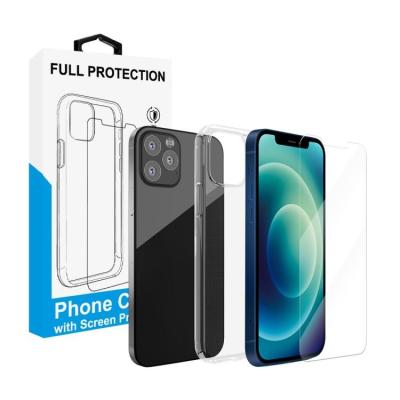 China Anti-fall phone case 2 in 1 2.5D tempered glass screen protector for iphone 12 with soft tpu case cover for sale