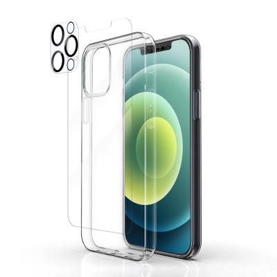 China Anti-drop for iphone 12 pro /12 max phone case with tempered glass screen protector and camera lens glass for sale