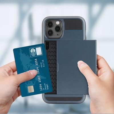 China OEM printing Amazon hot sale tpu PC clip card holder suitable mobile phone case for iPhone 11 12 for sale