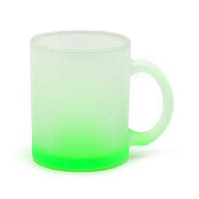 China Food Grade Safe Custom 11oz Sublimation Frosted Glass Mugs Color Bottom For Party for sale