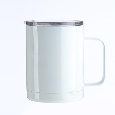 China Wholesale 12oz Disposable Double Wall Stainless Steel Tunbler Coffee Mugs With Handle For Transfer Sublimation Blank Blanks for sale