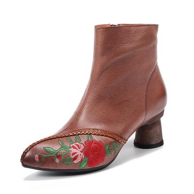 China HZM031 Leather Boots Pointed Toe Temperament Handmade Women'S Boots With Thin And Thin Boots Women'S Thin Martin Boots L for sale