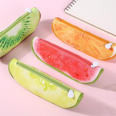 China Lovely Soft Fruit Orange Kiwi Watermelon Kiwi Watermelon Bag Organizer School Stationery Pen PU Leather Super Cute Super Fast Shipping Pencil Case for sale