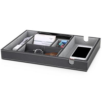 China Home and Office Durable Faux Leather PU Garage Storage Desk Trays for sale