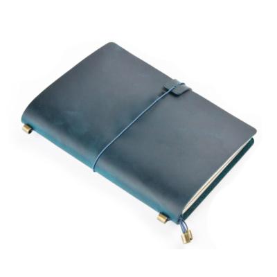 China Mini Existing Real Retro Luxury Crazy Horse Grain Leather Notebook for sale