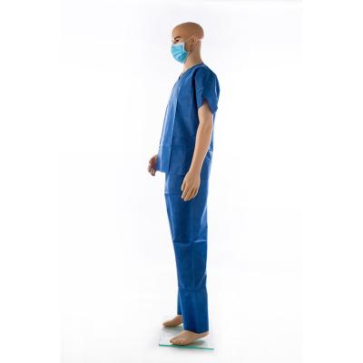 China Breathable Wholesale Disposable Medical Nonwoven V-Collar SMS Surgical Uniform Scrub Suit For Hospital for sale