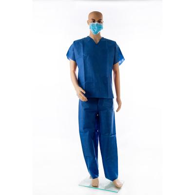 China Breathable Disposable Nonwovens Scrub Suit With Round Neck And Short Sleeves for sale