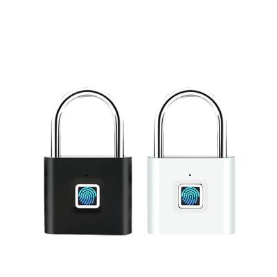 China Portable Anti-theft USB Fingerprint Lock Padlock Waterproof Filling Smart Door Lock Bags USB Open Fingerprint Padlock Zinc for sale