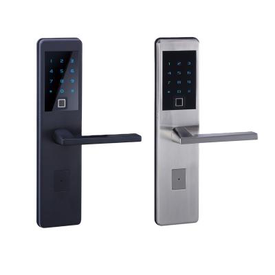 China Wooden front mobile wifi wood front mobile keyless biometric electronic fingerprint tuya ttlock control hotel doors smart door lock for sale