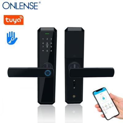 China Smart Home APP Tuya or TTLock Home Office Apartments Hotel WiFi Remote Keyless Fingerprint Door Handle Biometric Lock for Office, Bedroom zu verkaufen