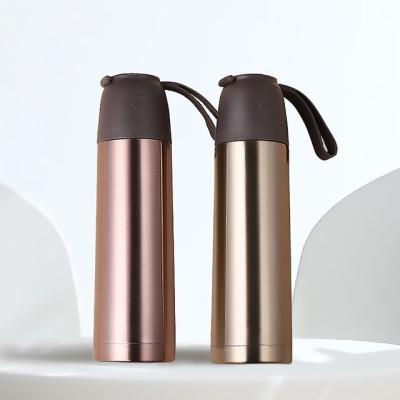 China Sustainable Portable Reusable Leakproof Insulated Indoor Slim Bullet Double Layer Stainless Steel Vacuum Thermos with Handle for sale