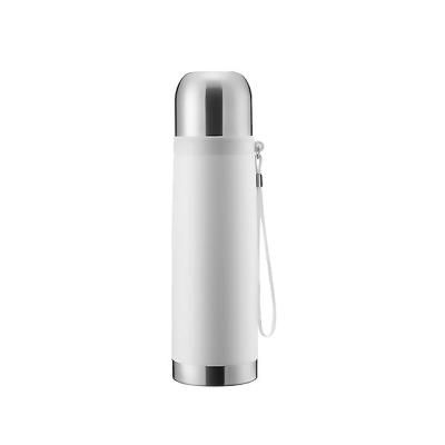 China Sustainable Portable Leakproof Classic Skinny Food Grade Stainless Steel Vacuum Insulated Business Water Bottle with Handle and Cup for sale