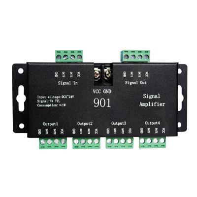 China Full Color TTL Dual Signal Dream Color LED SPI Signal Amplifier For Pixel WS2811 WS2812B Band L150x W60x H30mm for sale