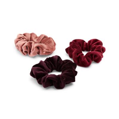 China Hot Selling 3PK Fashion Women's Elegant Velvet Bow Soft Hair Band Ring Elastic Velvet Hair Scrunchies For Hair for sale