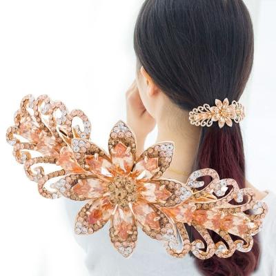 China Fashion Wholesale Gold Metal Hair Clips Flower Jewelry Design Barrette Clip Hair Accessories for sale