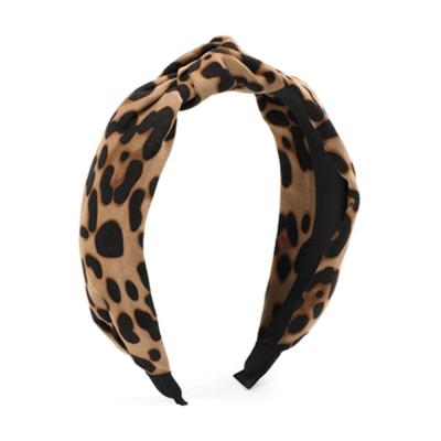 China Fashion women girls wide striped bow headbands cheetah headband hair hoops accessories leopard print knotted headband for sale