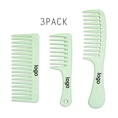 China Wholesale Custom Made Wheat Fancy Biodegradable Biodegradable Eco Friendly Straw Comb PLA Logo Hair Brush Hair Combs for sale